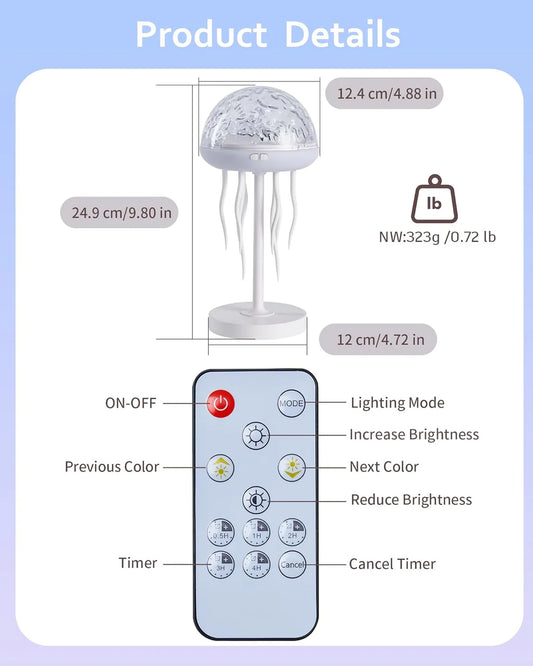 💙2 in1 Jellyfish Galaxy Light Projector, 6 Colors Ocean Wave & Star Night Lamp with Remote Control