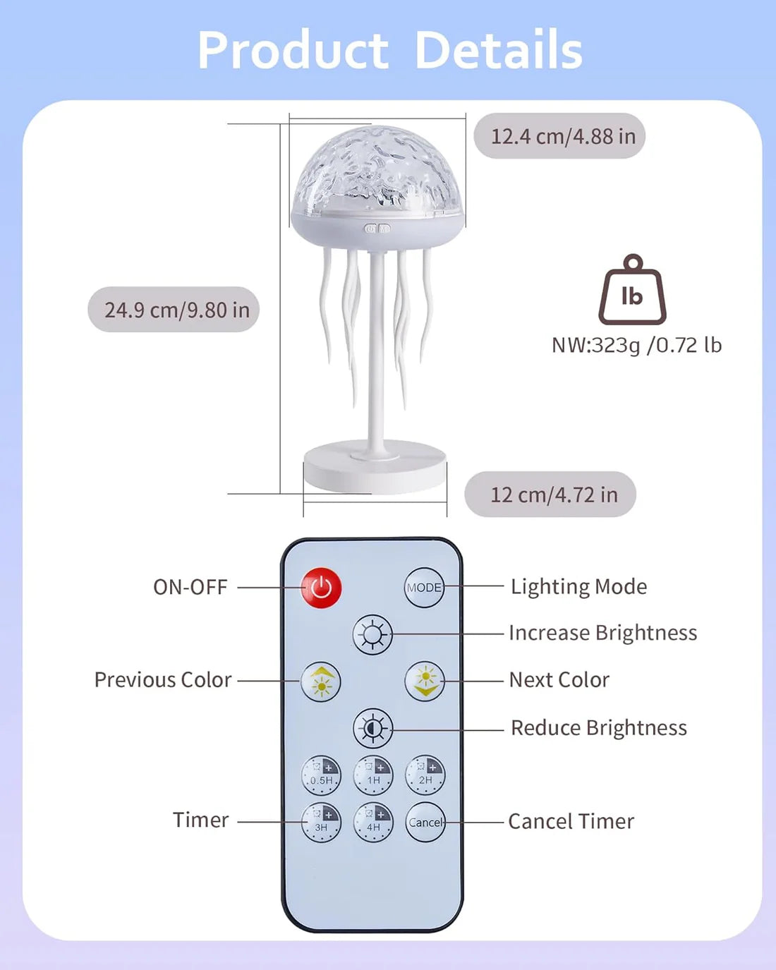 2 in1 Jellyfish Galaxy Light Projector, 6 Colors Ocean Wave & Star Night Lamp with Remote Control, Mood Light for Bedroom, Party, Gaming Room, Gift for Kids & Adults