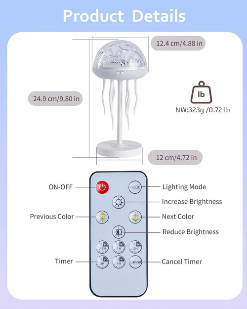 2 in1 Jellyfish Galaxy Light Projector, 6 Colors Ocean Wave & Star Night Lamp with Remote Control, Mood Light for Bedroom, Party, Gaming Room, Gift for Kids & Adults