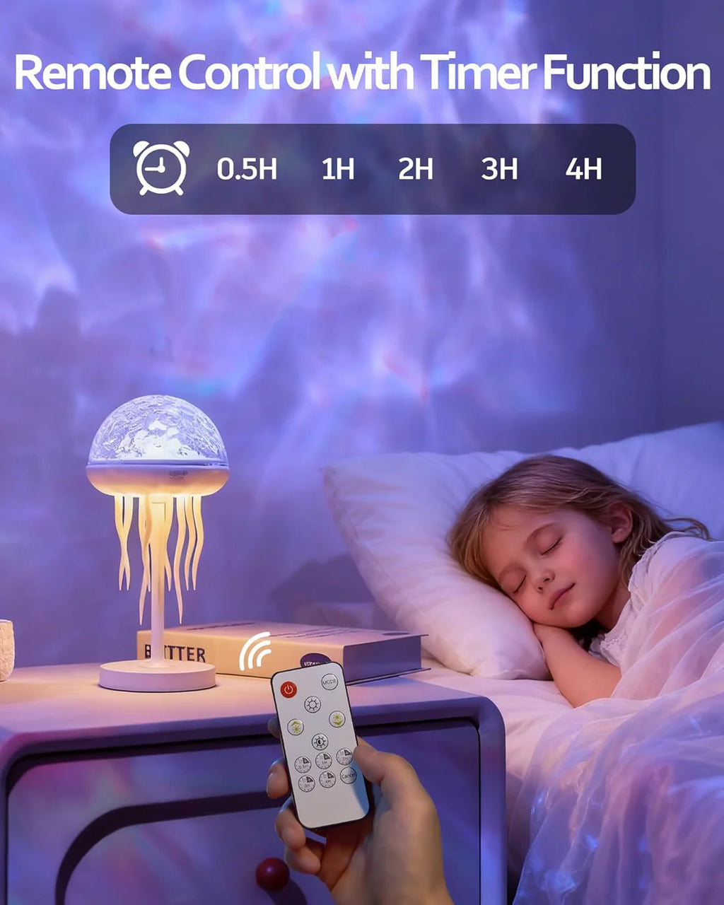 2 in1 Jellyfish Galaxy Light Projector, 6 Colors Ocean Wave & Star Night Lamp with Remote Control, Mood Light for Bedroom, Party, Gaming Room, Gift for Kids & Adults