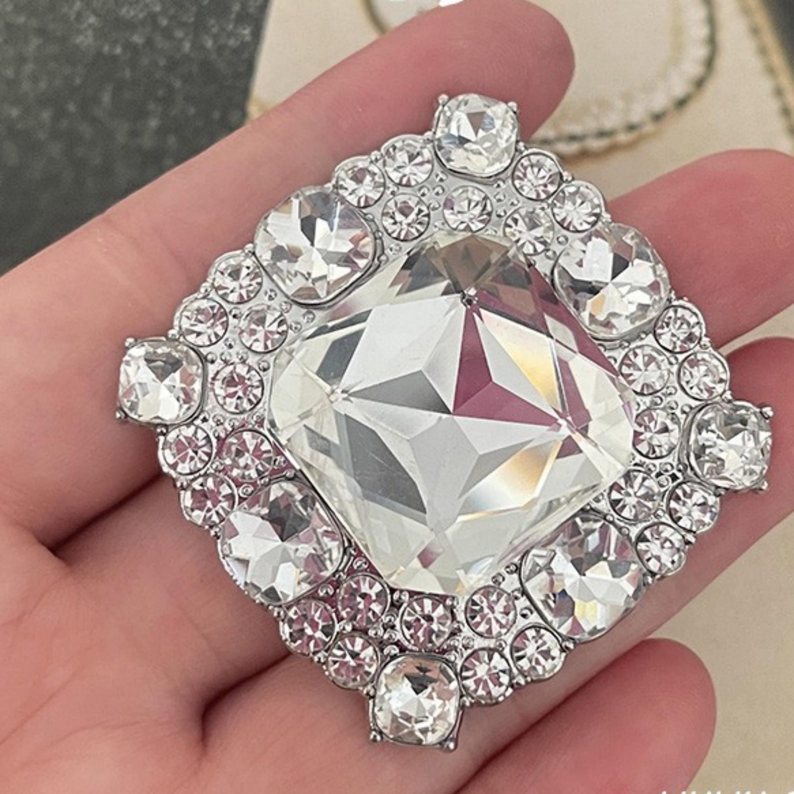 Diamond Square Shank Buttons: Bridal Rhinestone Silver Buttons,Clothing Accessories