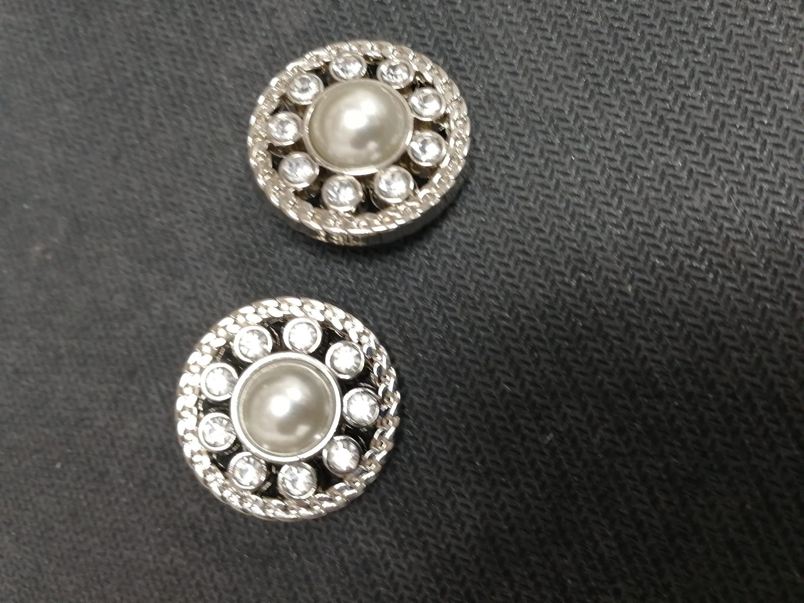 beautiful buttons, diamanté pearl buttons, silver OR Gold buttons, coat buttons, jacket buttons, 40L buttons